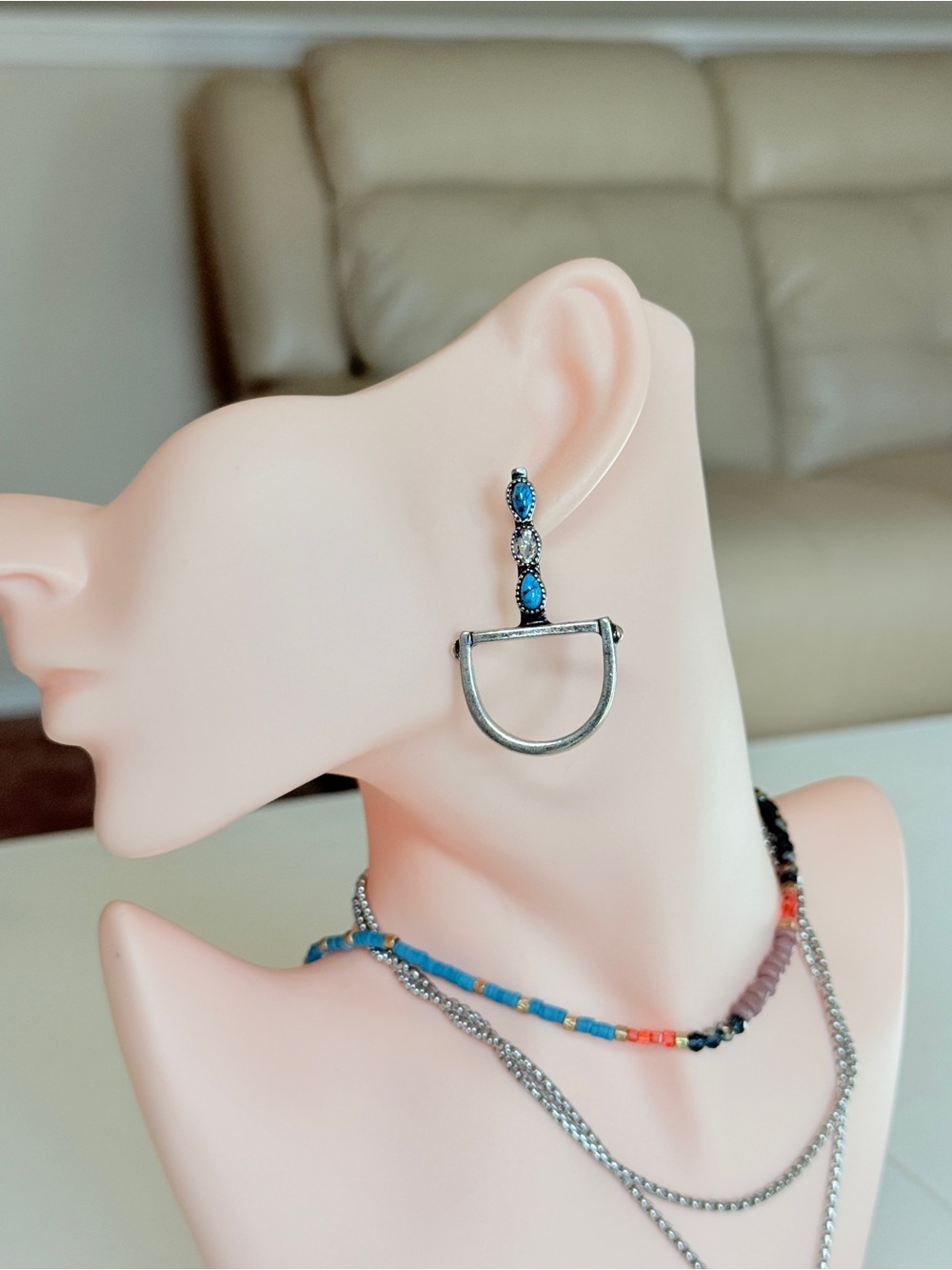 Blue Stone Silver-Tone Drop Earrings - Women Jewelry